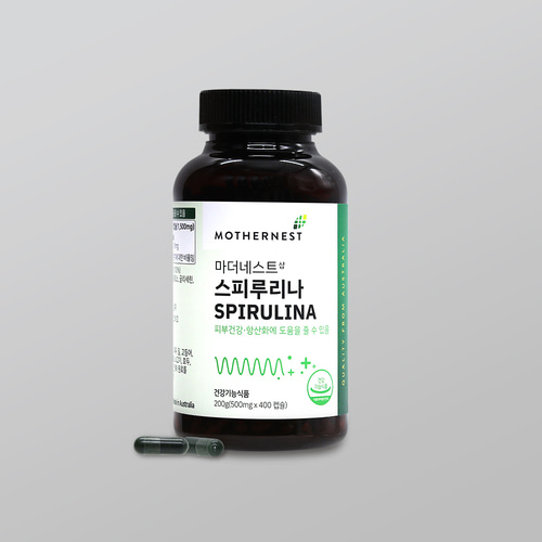 [유통기한24.06.15][마더네스트샵] 스피루리나 대용량 500mg 400캡슐 (4개월분) 피부건강 항산화