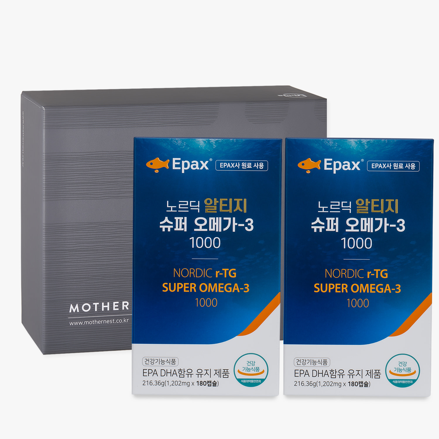 [마더네스트] EPAX 노르딕 알티지 슈퍼 오메가-3 180캡슐 2입 선물세트 (12개월분)