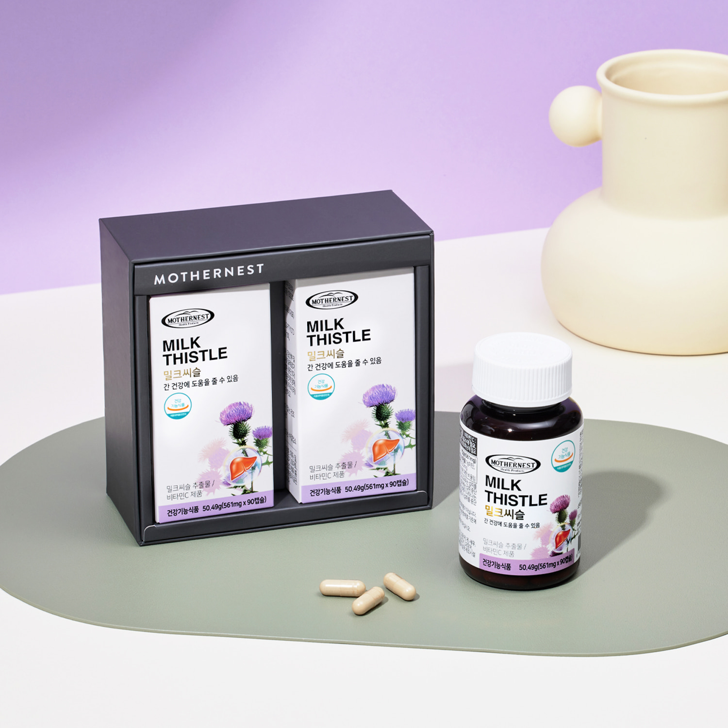 마더네스트 호주산 밀크씨슬 90캡슐 2개입 선물세트 (6개월분) 간건강 비타민C 포함